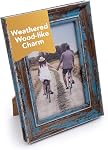 Truu Design Weathered Picture Frame, Distressed Wooden Look for Wall or Tabletop Display, Lightweight Photo Frame with Glass Cover, 8" x 10", Gray