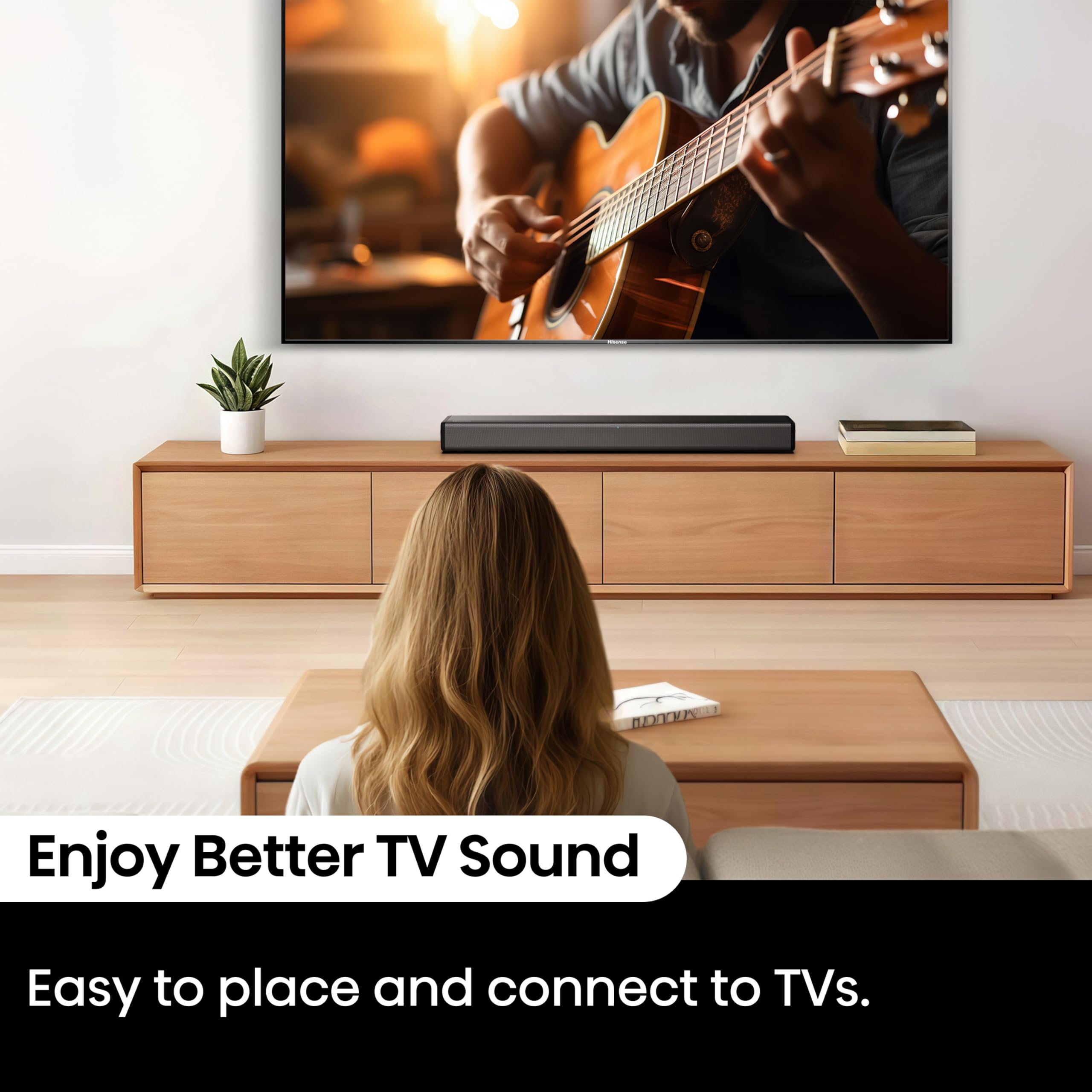 Hisense HS214 2.1 Soundbar Home Theater System/ 80W/ integrierter Subwoofer/ Bluetooth/HDMI ARC/ Optisch/AUX/Koaxial/ Schwarz, black, 80 Watt