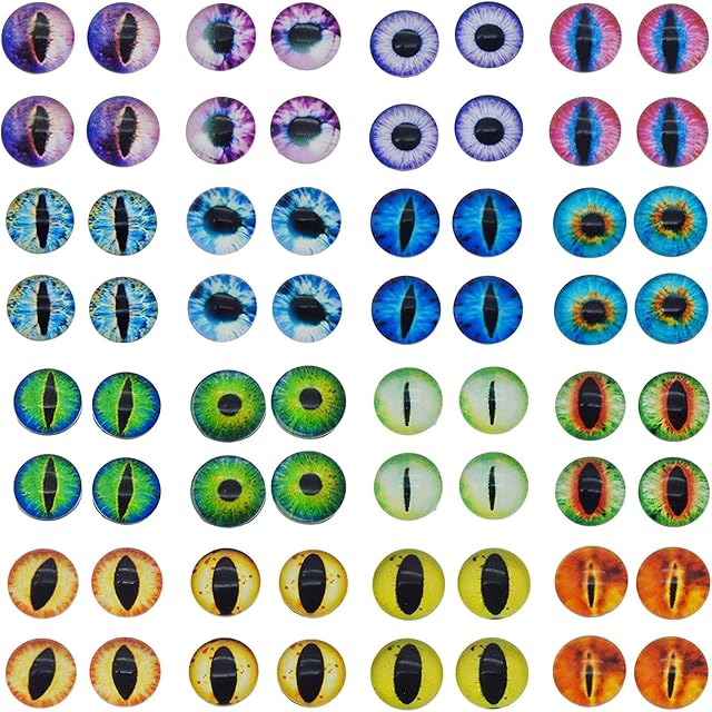 Julie Wang 6mm 100pcs Mixed Style Dragon Eyes Round time gem cover Glass Cabochon Dome Jewelry Finding Cameo Pendant Settings