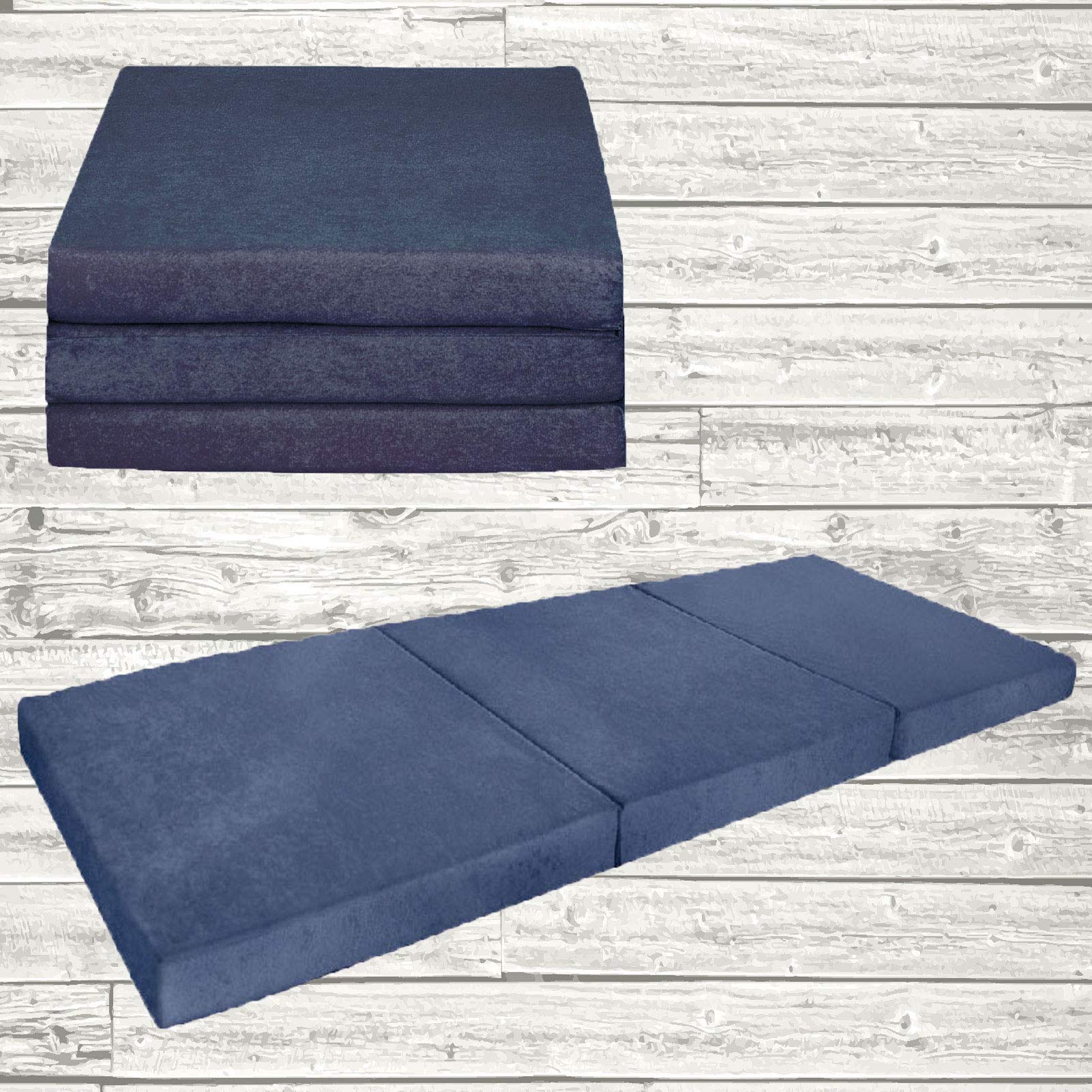 Matelas d'appoint Pliable pour lit d'appoint futon Pouf 195 x 80 x 9 cm Couleur Bleu
