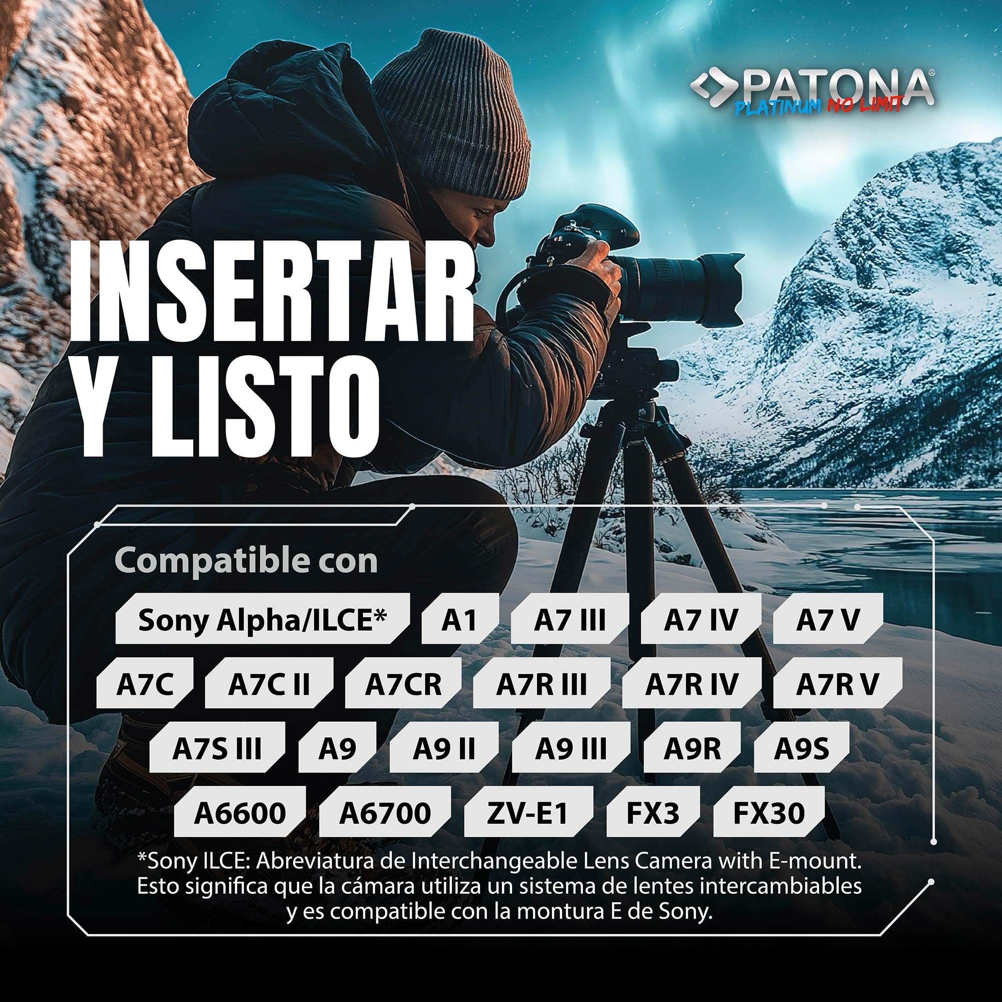 PATONA Platinum NP-FZ100 Batería 2600mAh con Entrada USB-C – Repuesto para Sony NP-FZ100 – para Alpha A1, A7 III IV, A7C, A7R III-V, A7S III, A9, A6600, ZV-E1, FX3 FX30 – Carga sin Cargador
