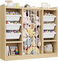 Vista 1 de ONBRILL Organizador de almacenamiento de juguetes con 6 contenedores de plástico extraíbles, almacenamiento de animales de peluche para niños