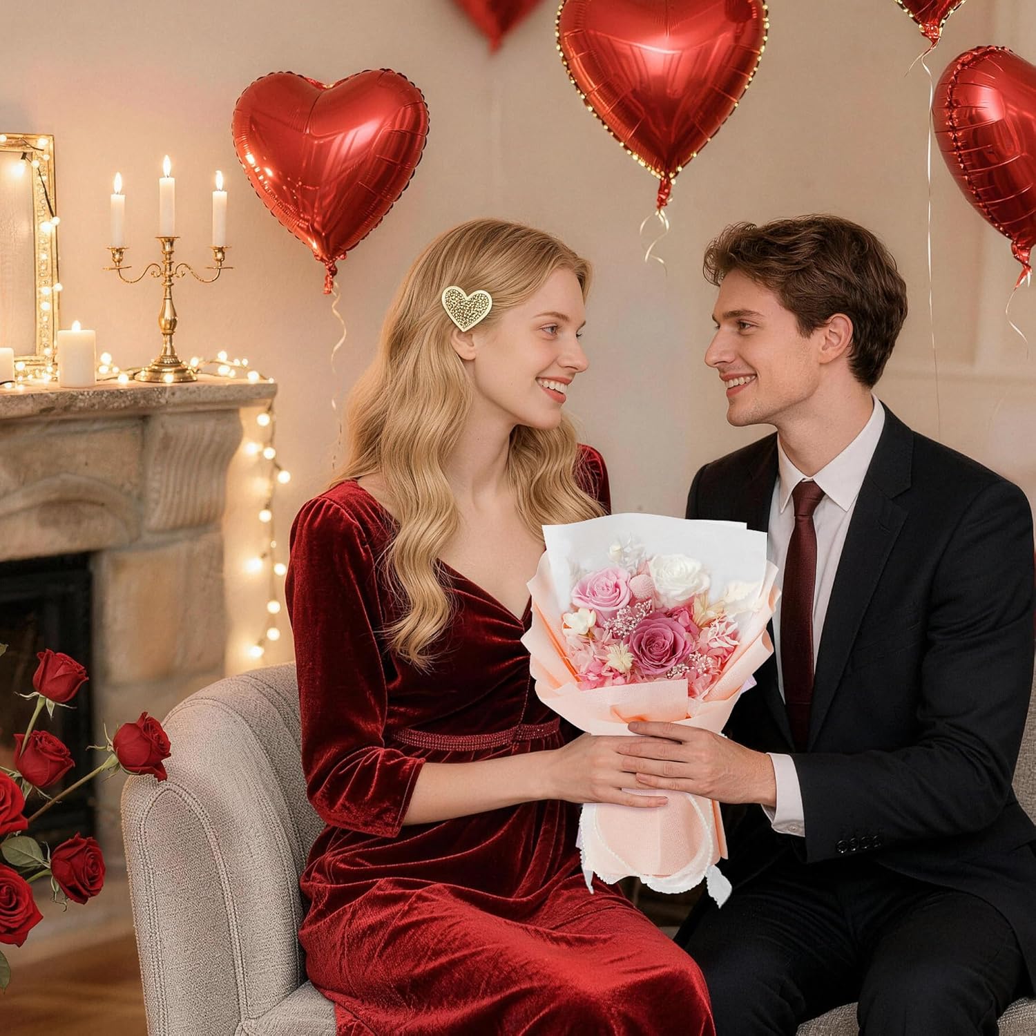 Childom Valentines Day Rose Gifts for Her,Birthday Gifts for Women,Preserved Flowers for Delivery,Pink Real Roses Bouquets,Mothers Day Flowers Gift for Mom,Wife,Grandma,Sister,Anniversary - Image 2