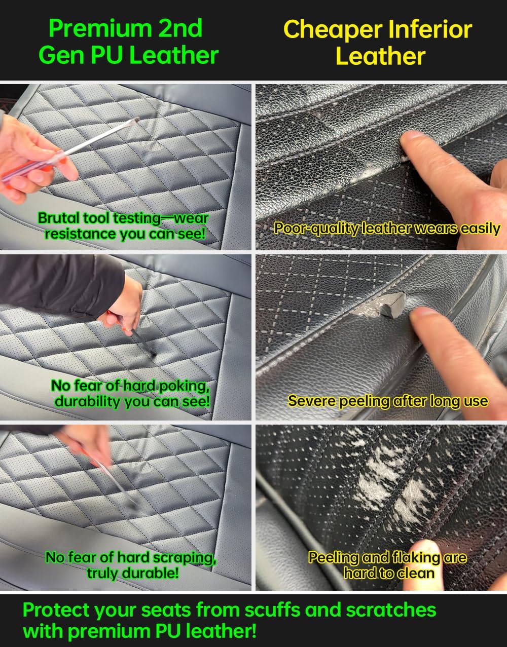 F150 Seat Covers 2021 2022 2023 2024 2025 Custom fit Made of Second-Generation Faux Leather Comfortable Seating Durable and Sturdy high tensile Strength not Easy to Tear More Durable（Black）