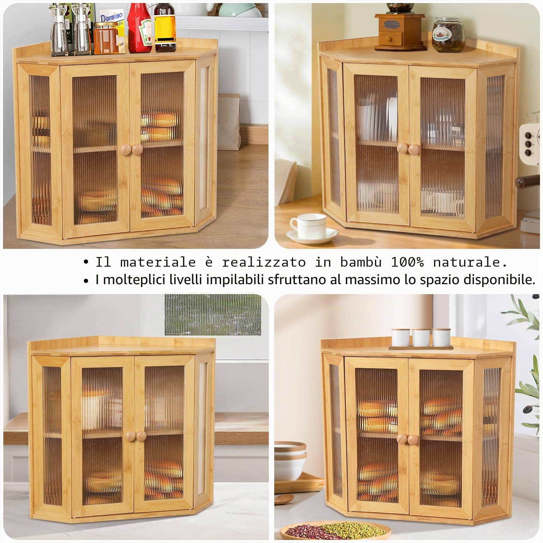 Portapane in Bambù a 2 Livelli, Grande Dimensione, Facile da Montare, Porta Pane in Legno, Ideale per l'Angolo del Piano della Cucina.