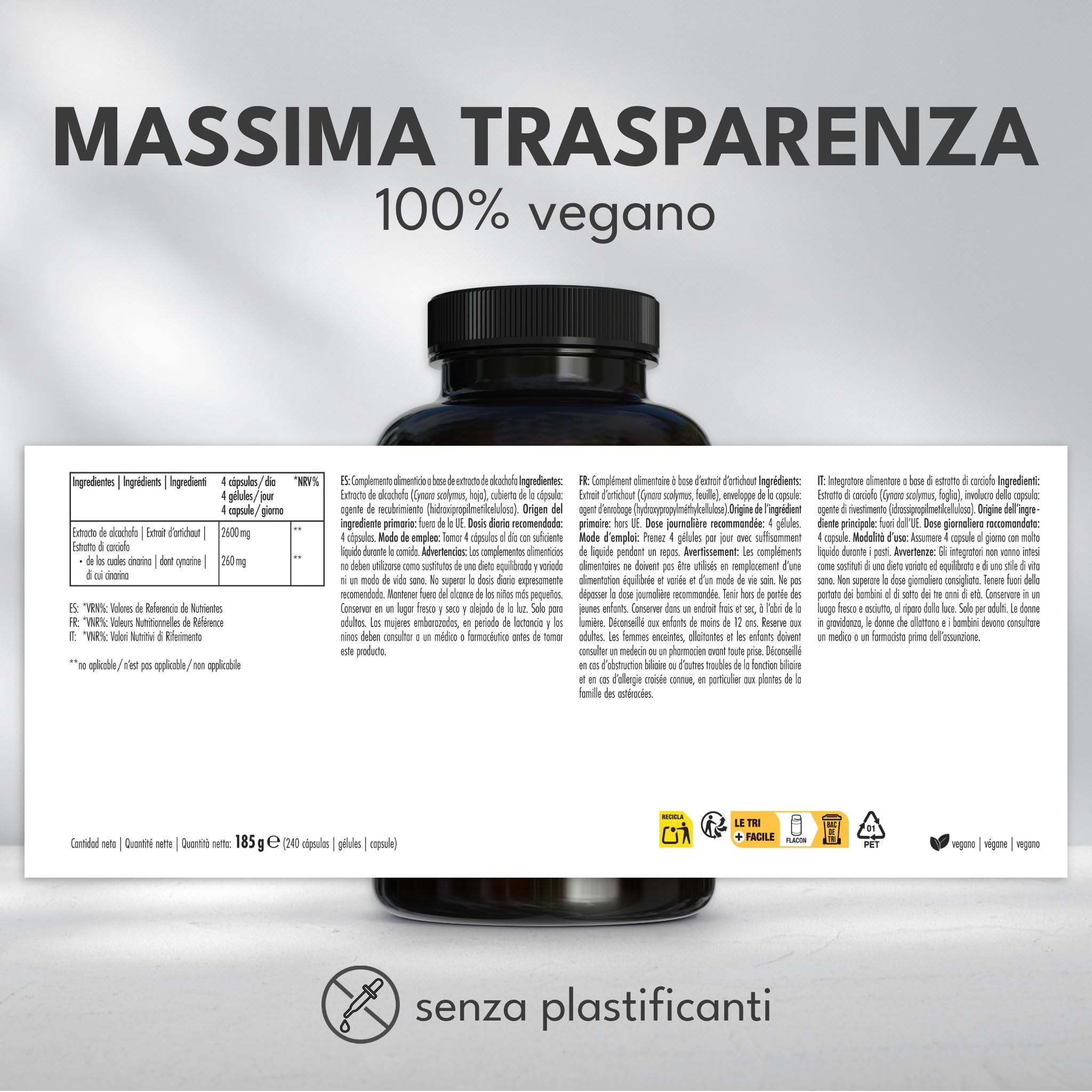 Green Naturals® Estratto di carciofo - 2600 mg al giorno (di cui 260 mg di cinarina) - Estratto potente 40:1 (equivalente a 104.000 mg di carciofo fresco) - 240 capsule