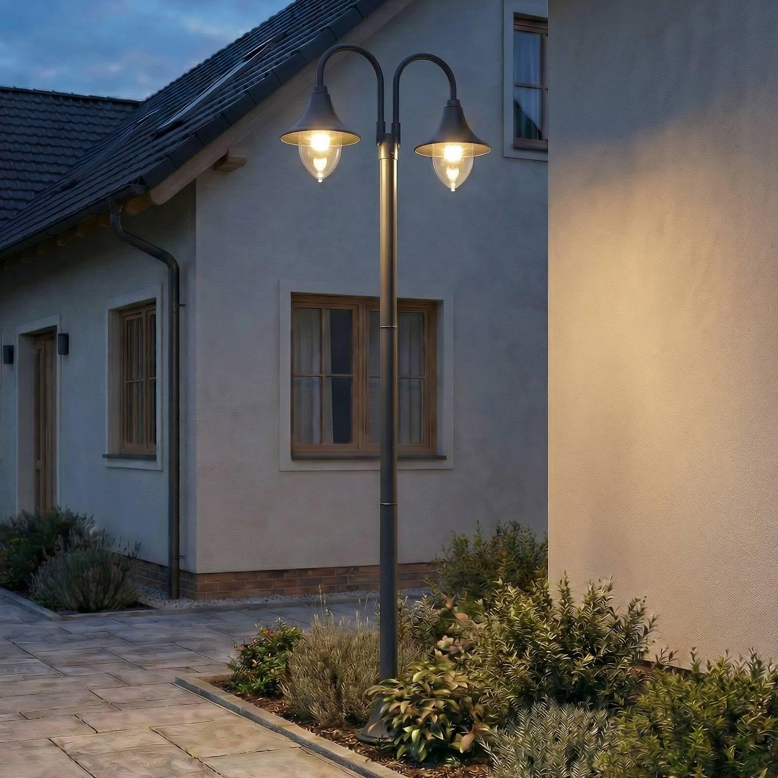Lindby Black Post Light Madea Dimmable (Modern) In Made Of Aluminium (2 Light Sources, E27) From Pole Lantern
