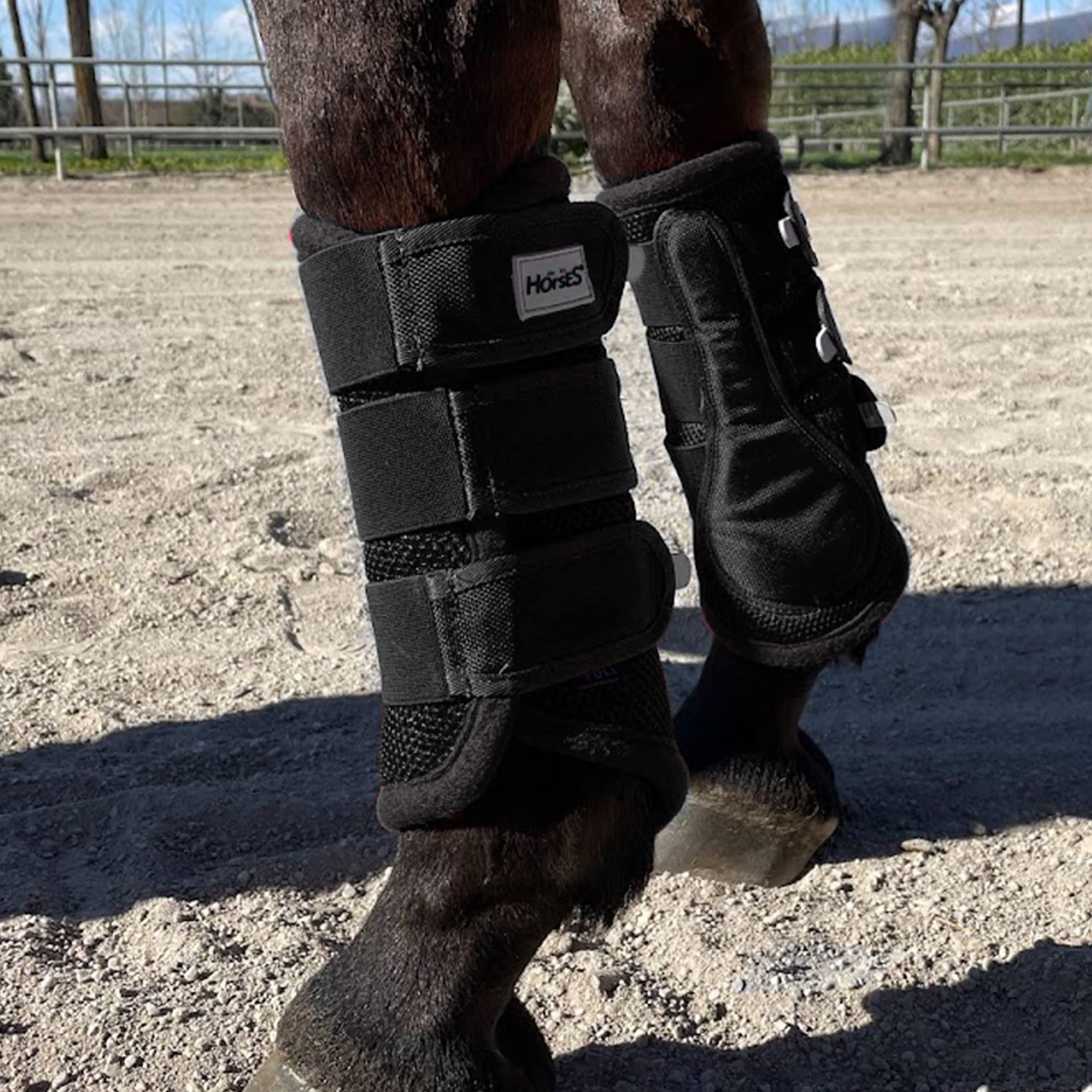 Horses Stinchiere Mesh Boots Set 4 Pezzi, Set Protezioni da Equitazione per Cavallo, Morbido e Resistente, Massima Protezione da Traumi e Fiaccature