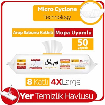 Sleepy Easy Clean Arabian Soap Additive Mopa Compatible Floor Cleaning Towel & Wipes 50 Leaves
