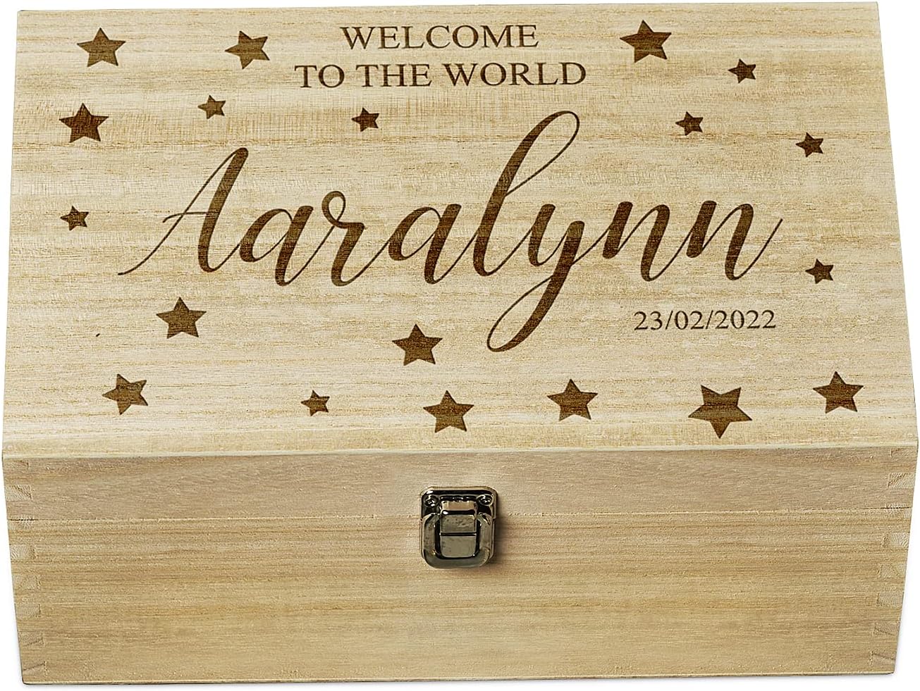 Personalised Engraved Large Baby Memories Keepsake Box Welcome To The World