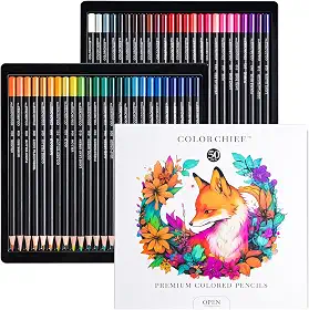 50 lápis de cor para livros de colorir adultos, conjunto de lápis de colorir e lápis de desenho para esboços, lápis de arte e materiais de arte para adultos e adolescentes, núcleo macio