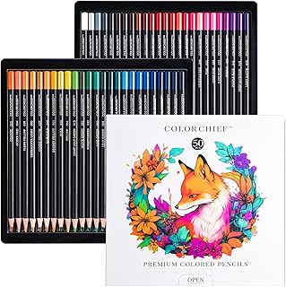COLORCHIEF 50 Coloured Pencils for Adult Colouring Books, Colouring Penc...