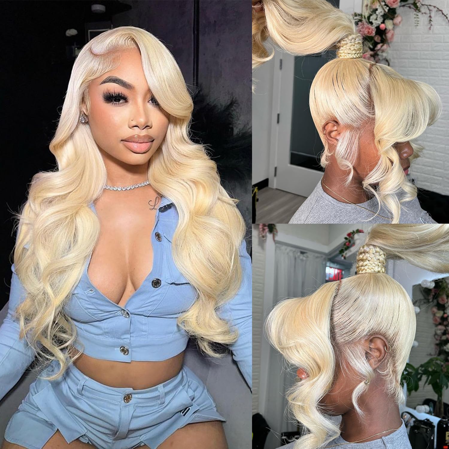 Alimubi 613 13x6 Lace Front Wig Human Hair 200 Density 613 Lace Front Wig Human Hair 30 Inch Body Wave Blonde Wig Human Hair（30 Inch）