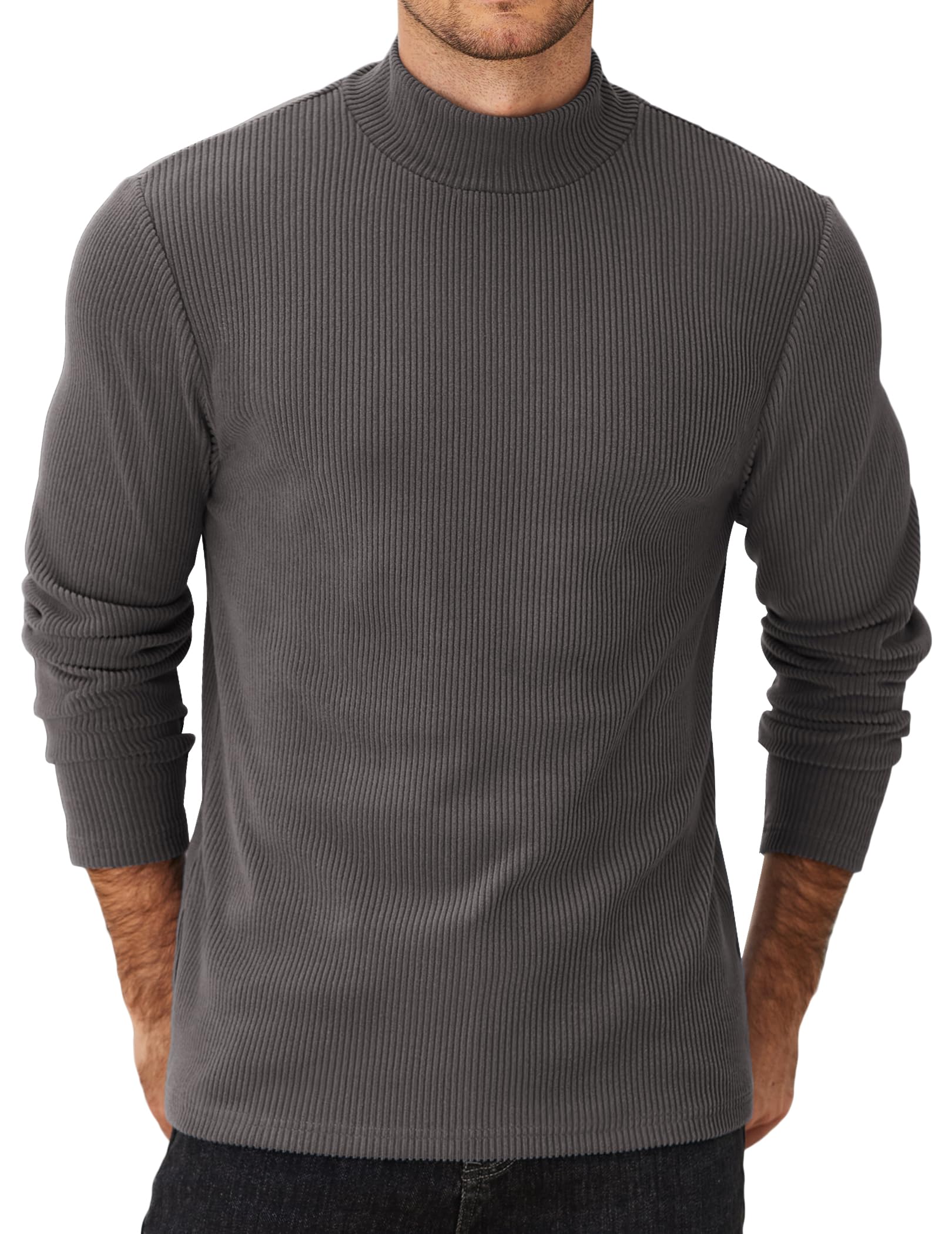COOFANDY Maglia a Maniche Lunghe da Uomo Collo Alto a metà Dolcevita Sottocamicia Collo Alto Termica Casual Pullover Slim Fit Top Solidi Shirts