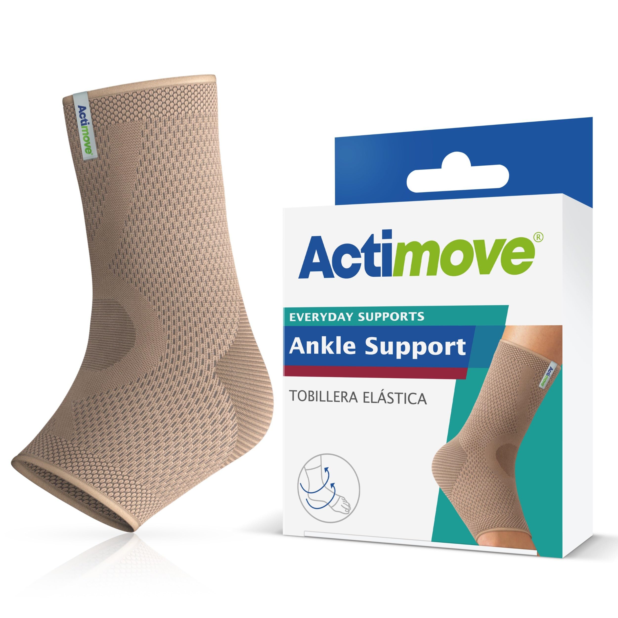 Actimove® EVERYDAY SUPPORTS Ankle Support - Firm Compression, Durable Support - Helix Design - For Overuse and Chronic Ankle Pain - Beige, Large