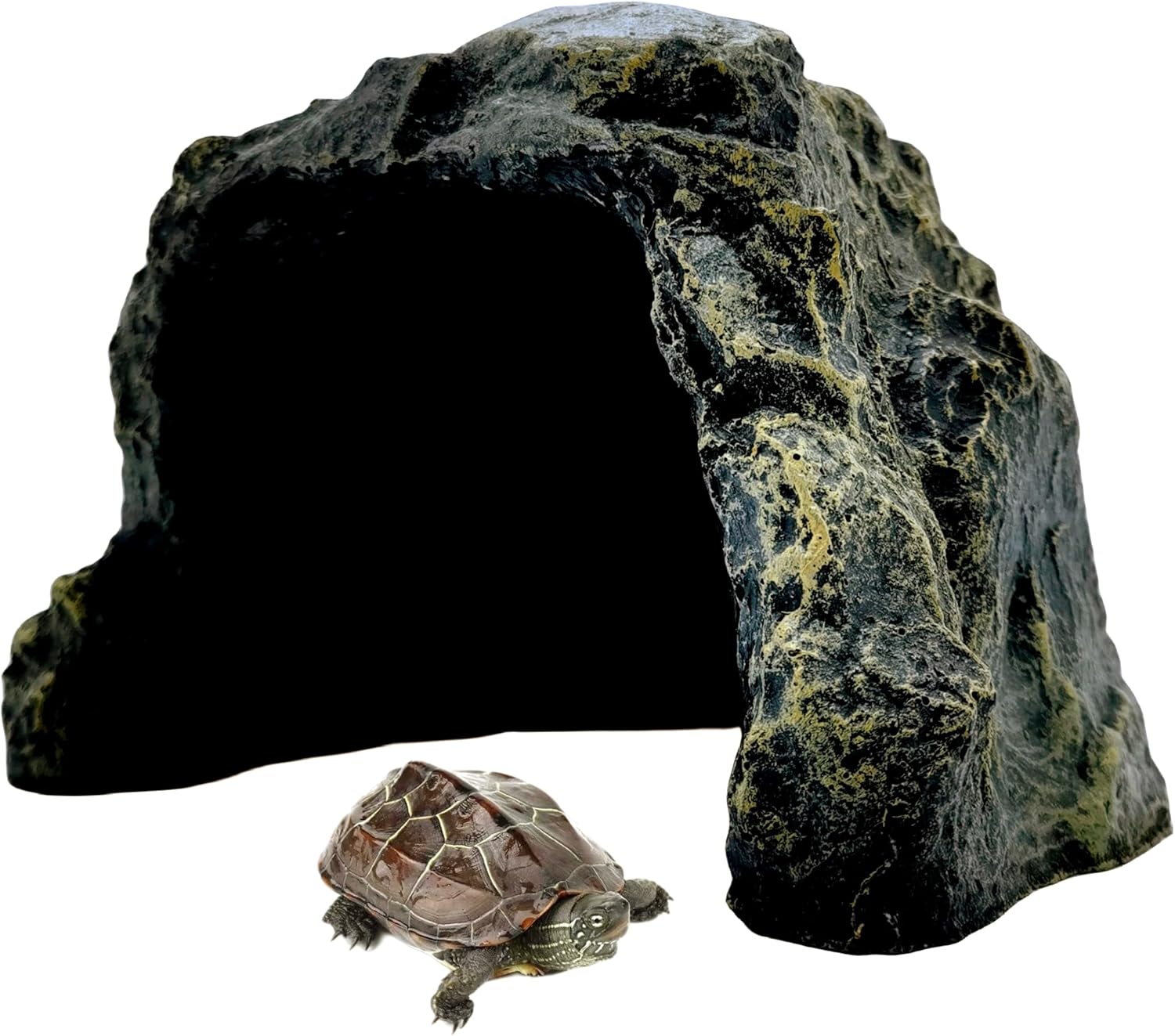 M2cbridge Reptile Hideout Cave Resin Rock Hides Terrarium Habitat Decor Lizard,Turtles,Geckos,Frogs,Fishes (Rock)