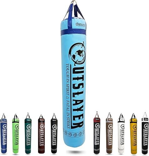 Miniatura 12 de Outslayer Muay Thai - Saco de boxeo pesado para kickboxing, 6 pies, 130 libras, fabricado en Estados Unidos, para MMA, boxeo y entrenamiento Negro