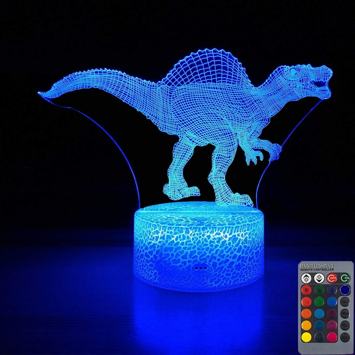 GmatrixDinosaur 3D Illusion Lamp, 3D Night Lights for Kids Boys 7 Color Change with USB, Touch&Remote Control