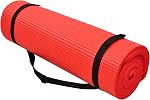BalanceFrom All Purpose 1/2-Inch Extra Thick High Density Anti-Tear Exercise Yoga Mat and Knee Pad with Carrying Strap and Yoga Blocks, Red