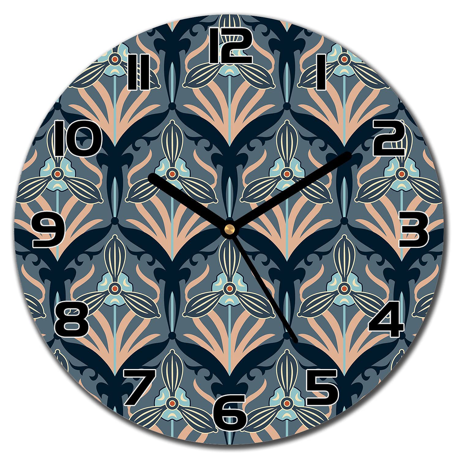 Horloge en verre cuisine moderne salon 30 cm horloge murale design vintage flowers de sécurité