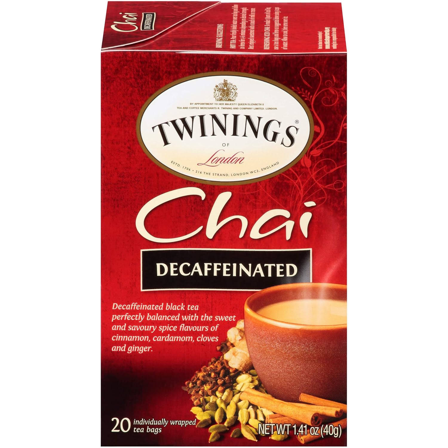 Twinings Decaffeinated Chai Individually Wrapped Black Tea