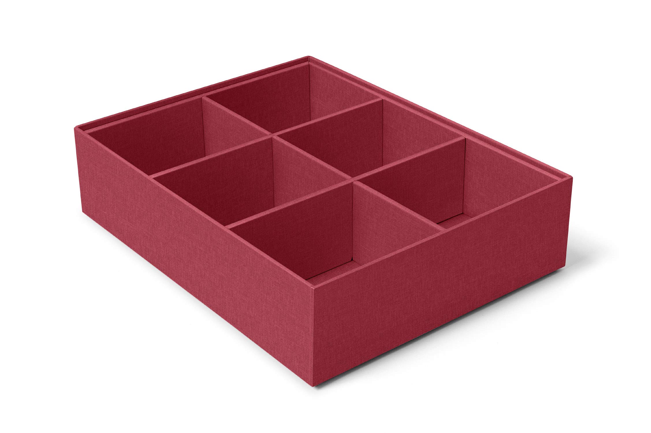 ilo - Schubladen Ordnungssystem cm 35x27 H.8,5 - Schrank Organizer für Unterwäsche Schmuck Make Up. Schachtel mit 6 Abteilungen - Technischen Stoff Rot - Recycelbar und in Italien Hergestellt