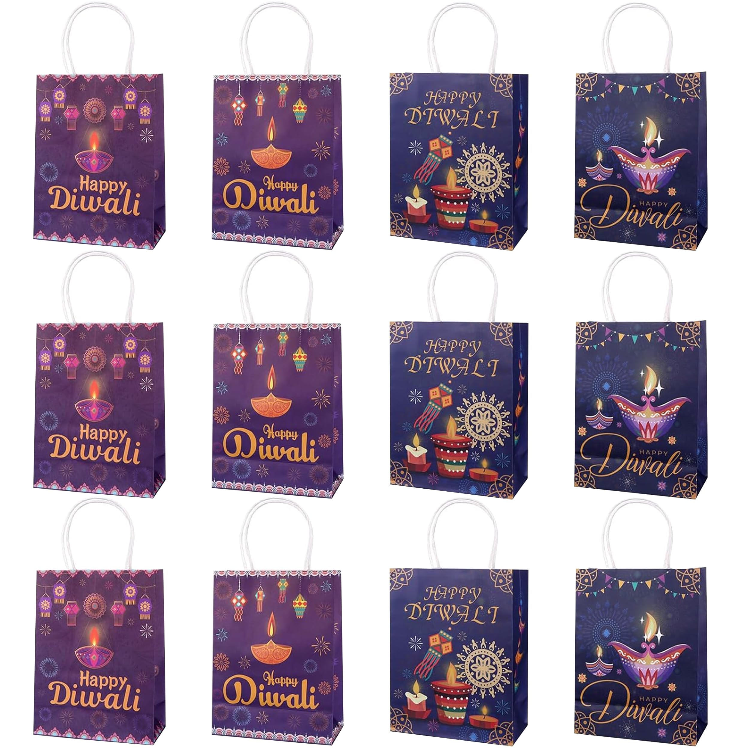 KEAGAN 12 Pack Diwali Gift Bags with Handles