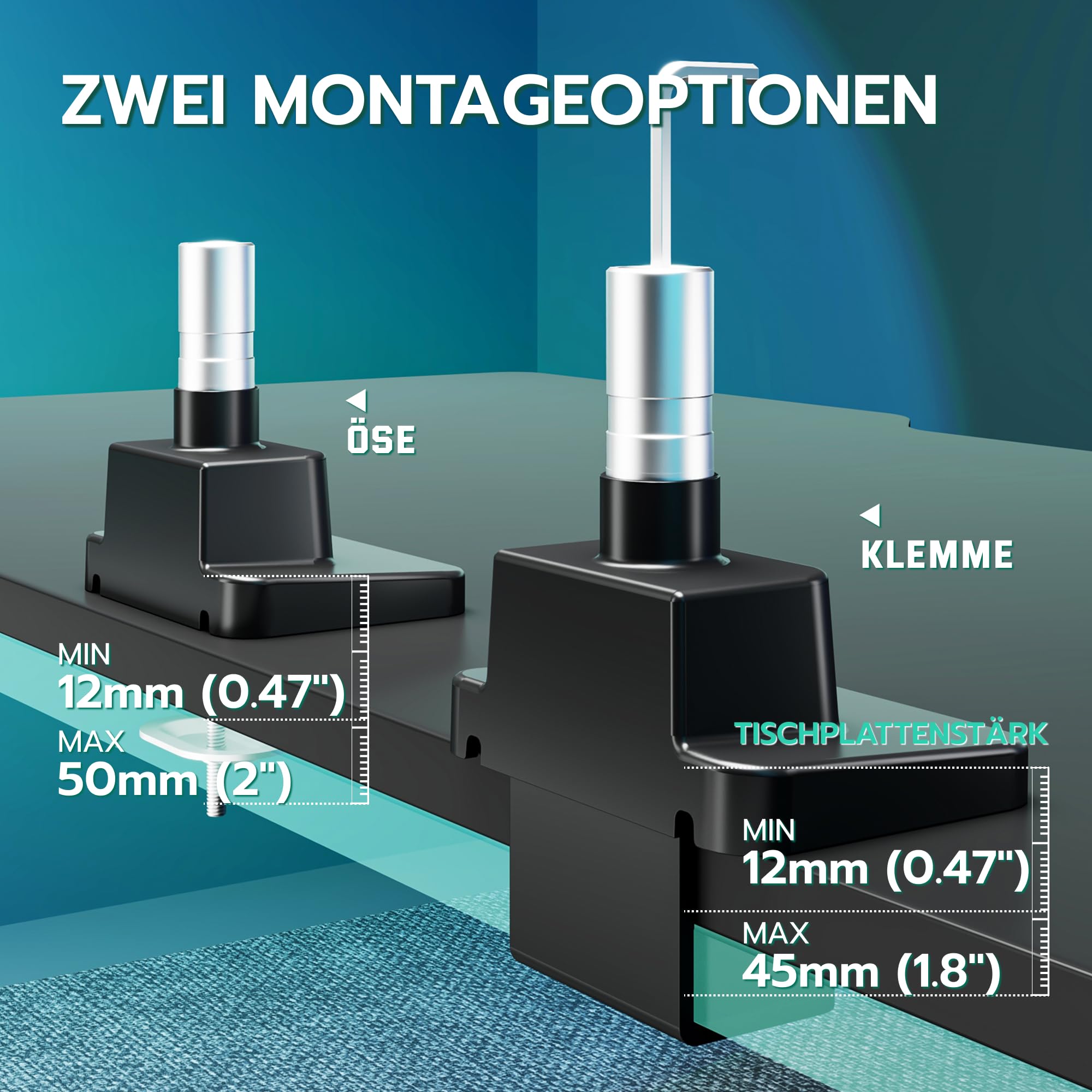 ARES WING Monitor Halterung 2 Monitore mit Stange, Schwarz | übereinander für 24-57 Zoll Bildschirme, bis zu 27/22 kg, Bildschirmhalterung 2 Monitore Höhenverstellbar, VESA 75/100/200