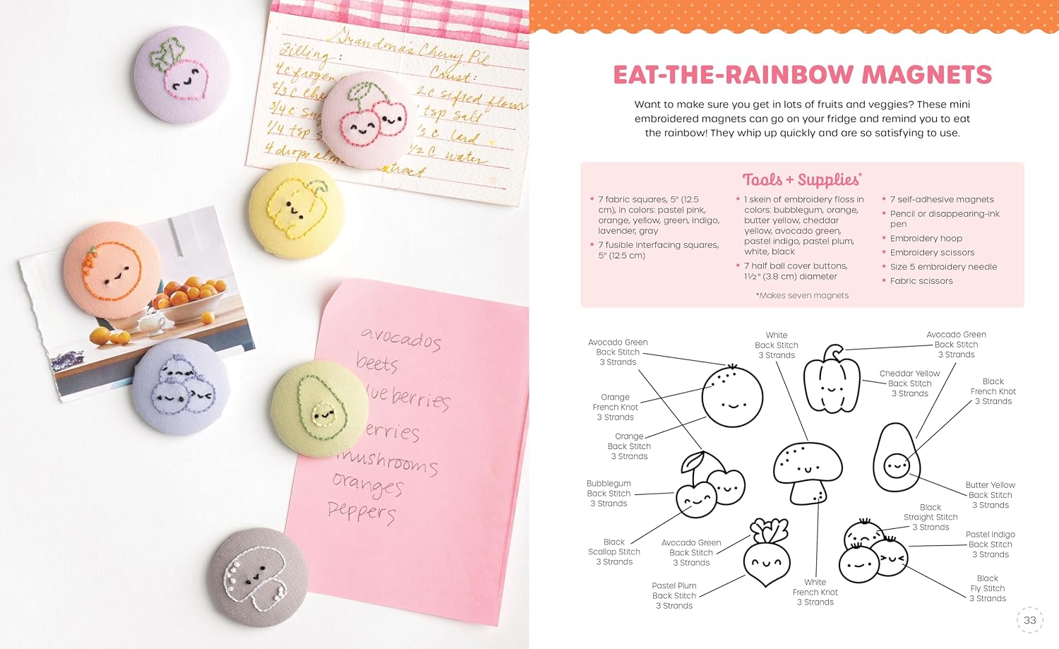 Stitching Super-Cute Food Kawaii Style: 18 Beginner-Friendly Embroidery Projects and 140 Mix-and-Match Patterns (Super-Cute Stitching, 1)