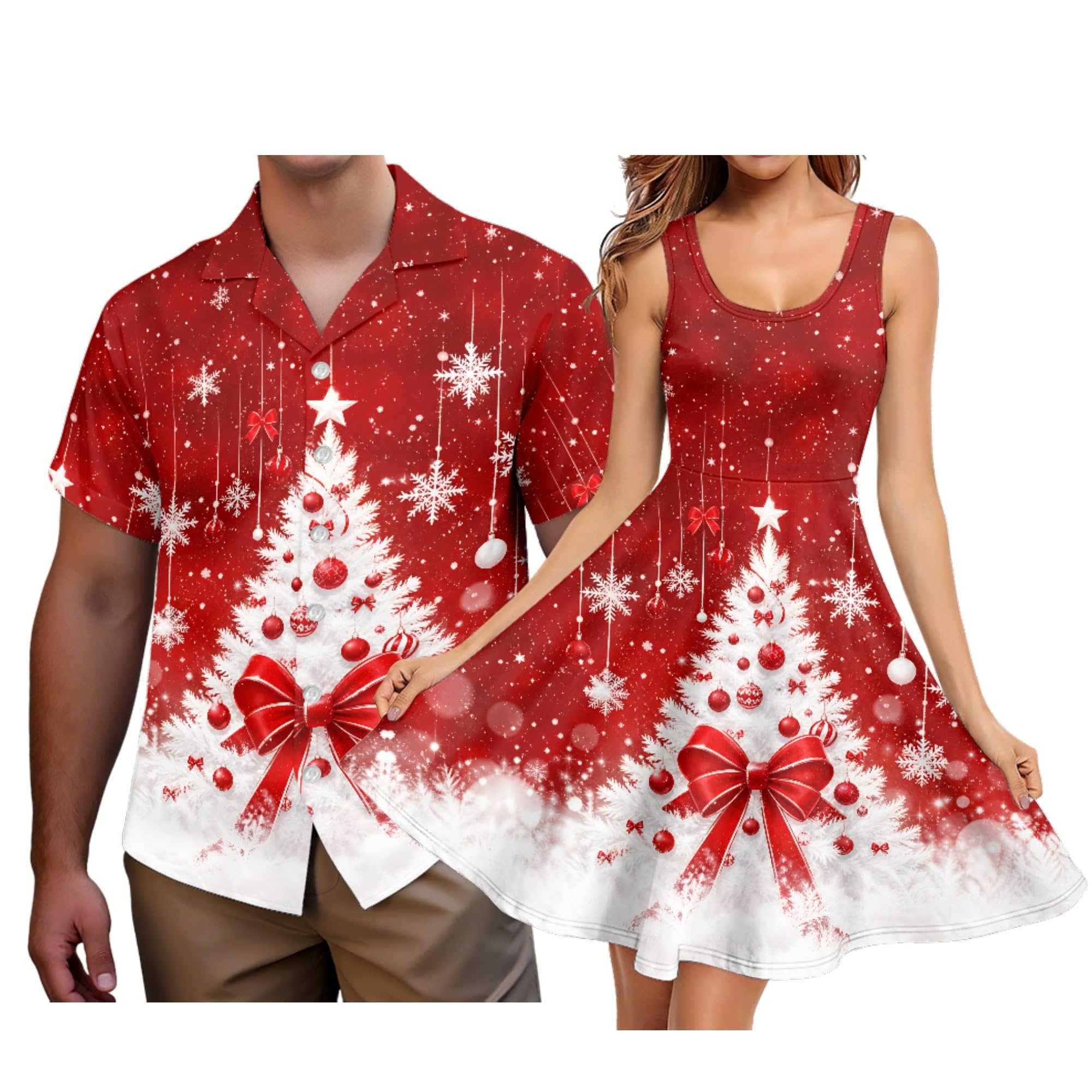 Hawaii Matching Couple Outfits Husband and Wife Clothing Fashionable Mens Casual Shirts Hawaii Dress with Soft Fabric