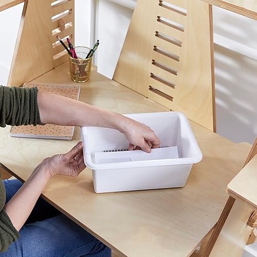 Miniatura 8 de ECR4Kids Cubo de almacenamiento frontal con cucharada, organización multiusos, color blanco, 5 piezas