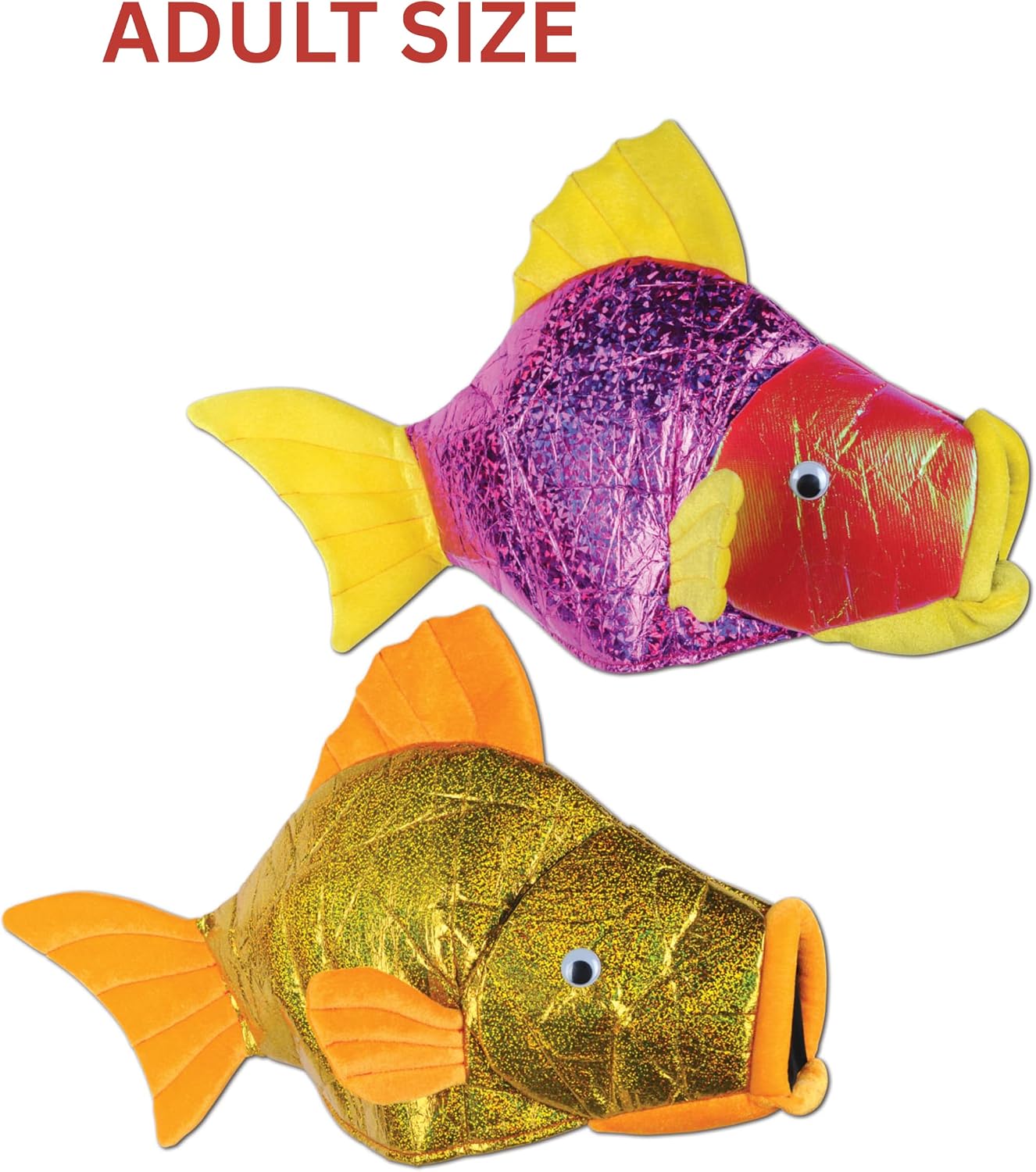 Beistle Plush Fish Hat – Assorted Metallic Gold or Pink Funny Costume