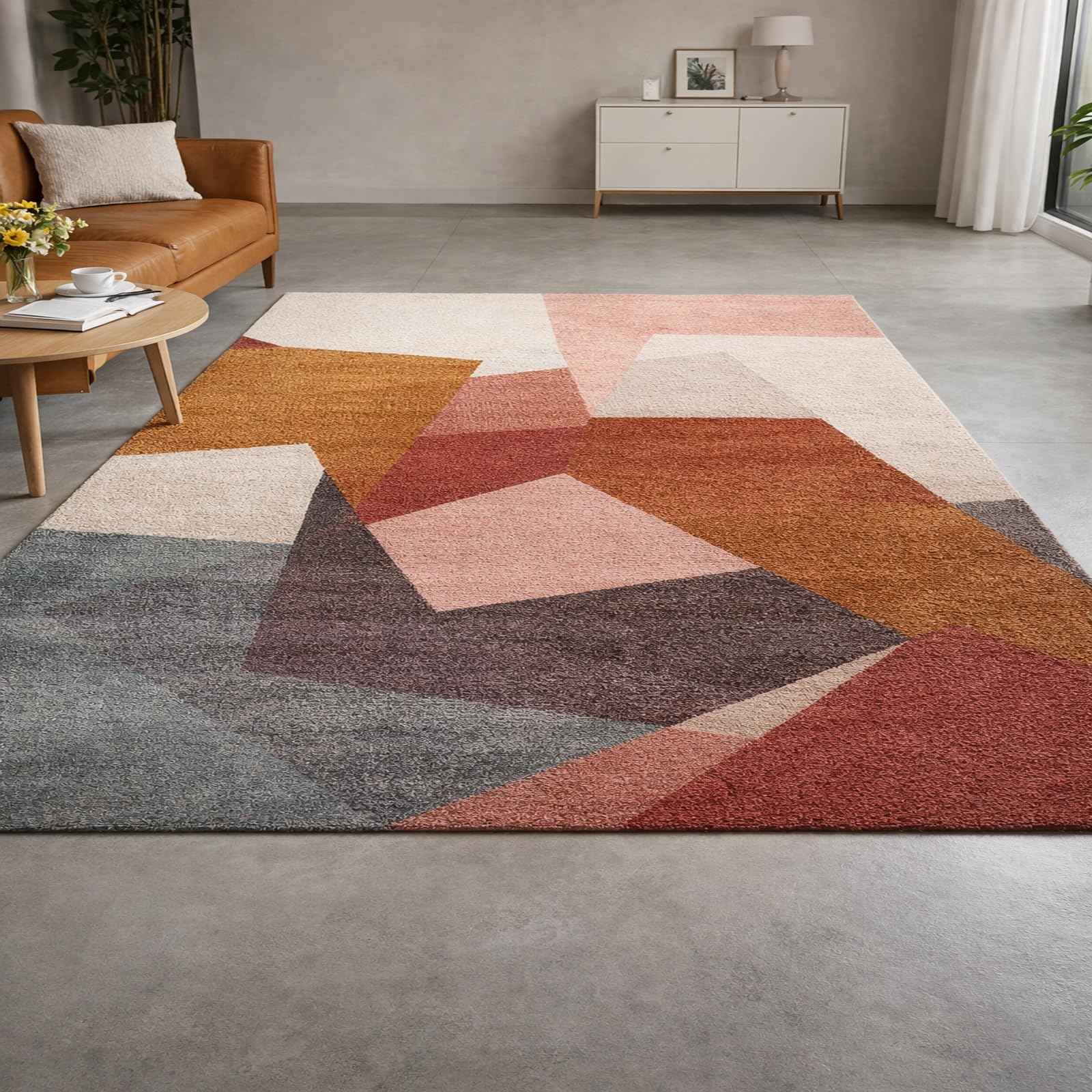 Tapis salon décoration géométrique abstrait moderne 140 x 190 cm chambre deco
