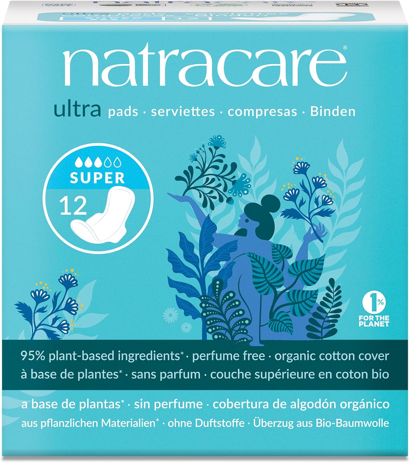 Natracare Slim Fitting Ultra Pads Without Wings, Super Plus, Made with Certified Organic Cotton, Ecologically Certified Cellulose Pulp and Plant Starch (1 Pack, 12 Pads Total) image 4