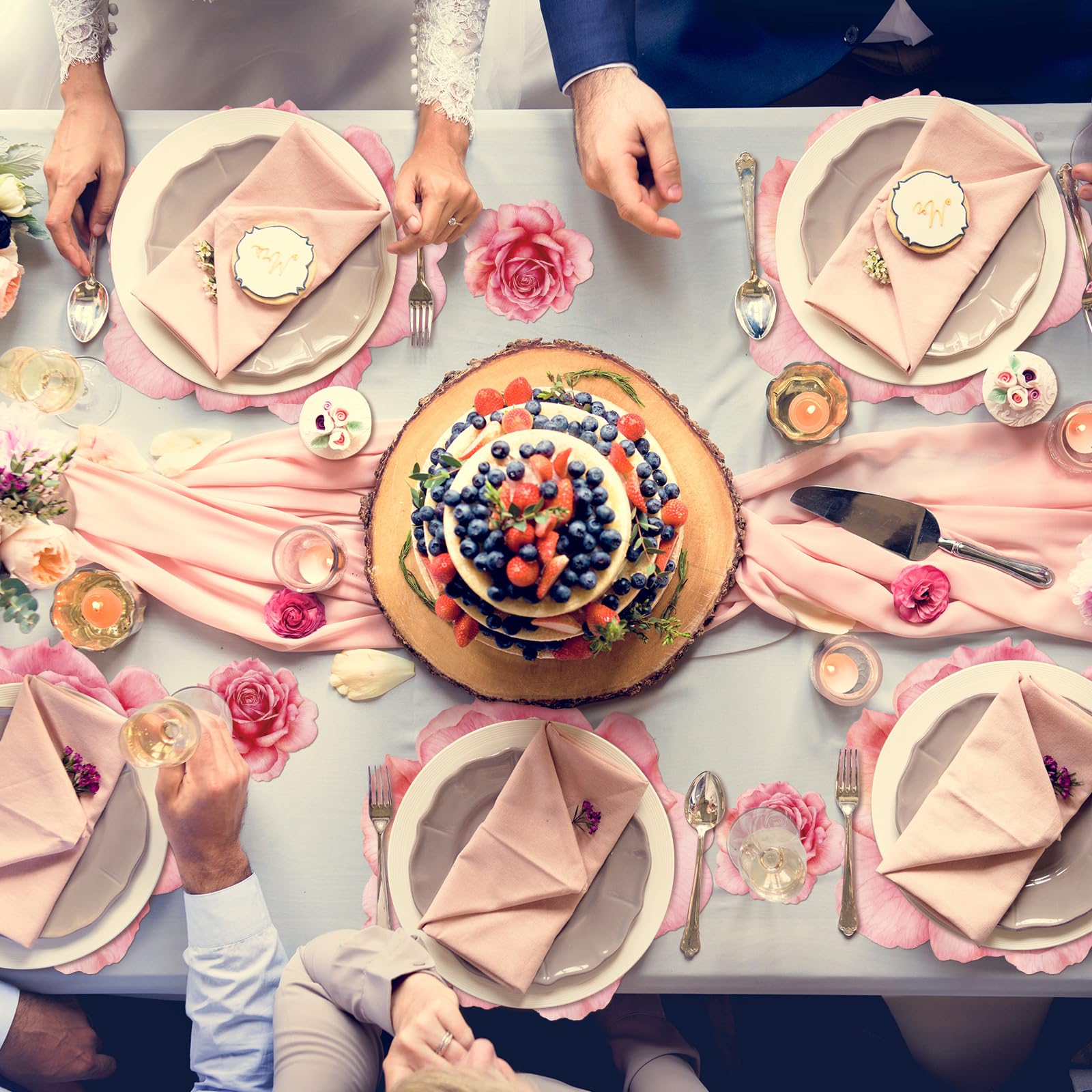 Geosar Juego de 200 manteles individuales desechables de papel con forma de rosa con forma de rosas, manteles individuales desechables para San Valentín, Día de la Madre, verano, primavera, barbacoa,