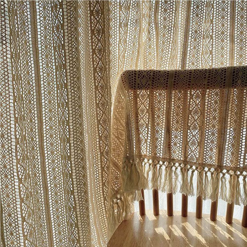 Rideaux transparent pour la cuisine et la chambre style ferme vintage beige rUrEu
