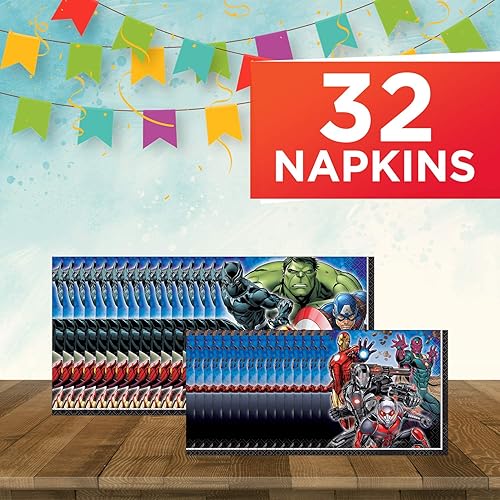 Miniatura 4 de Unique Paquete de vajilla de la película Marvel's Avengers con licencia oficial de Unique | Platos, servilletas, mantel | Ideal para fiestas de