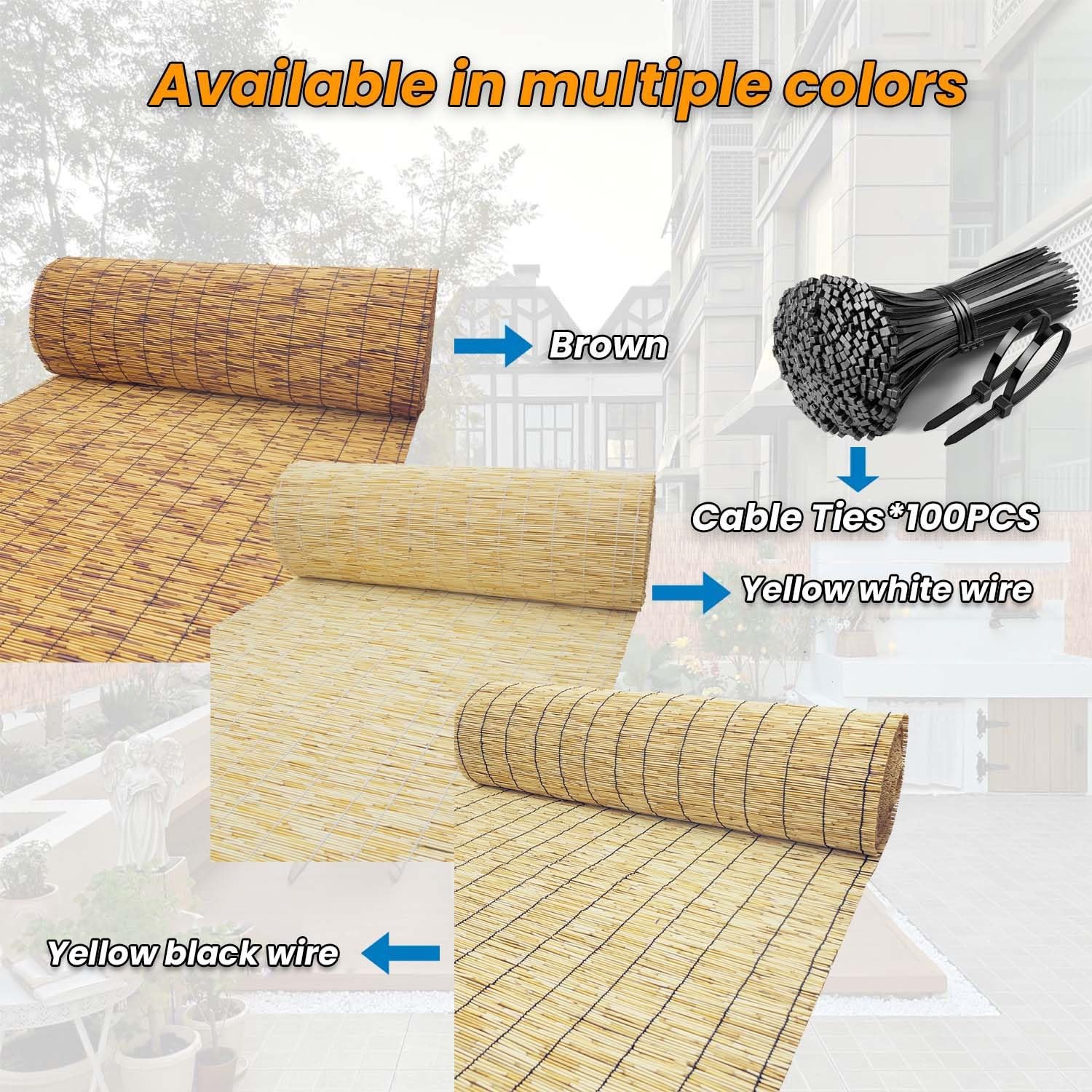 Valla de bambú para exteriores, bastones naturales resistentes para protección del parasol, barrera de jardín duradera para piscina, patio y terraza, fácil de cortar
