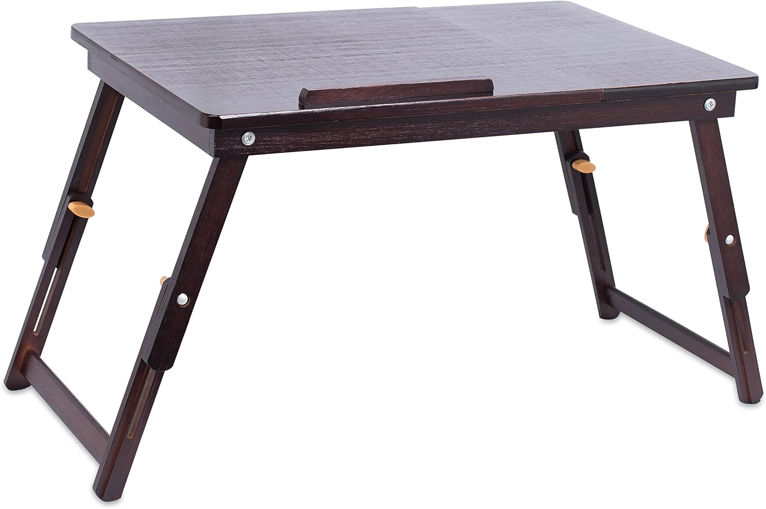 Sofia + Sam Bamboo Lap Tray with Adjustable Tilt Surface | Wooden with Folding Legs and Pullout Drawer | Fits Laptops Up to 15" | Walnut Brown | Foldable Serving Bed Tray | Computer Lap Tray