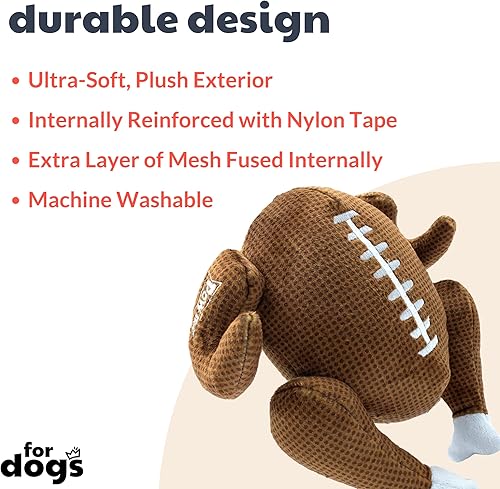 Miniatura 2 de Huxley & Kent Paquete para perros  Cuenco pequeño de pavo y pajarita de fútbol pequeño  Juguete de peluche para perro y collar de gancho y bucle