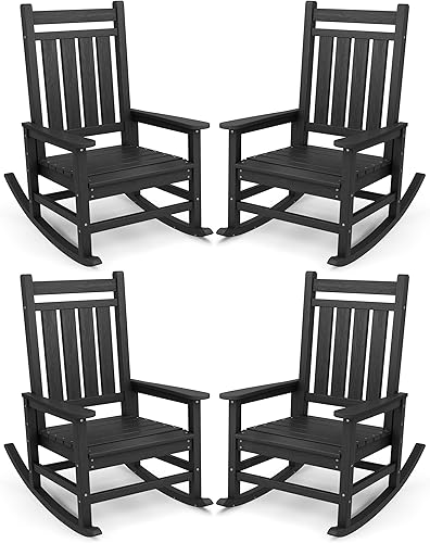 Miniatura 43 de SEWALL - Juego de 2 mecedoras de gran tamaño para exteriores, mecedoras de polietileno de alta densidad para adultos, mecedoras de patio para