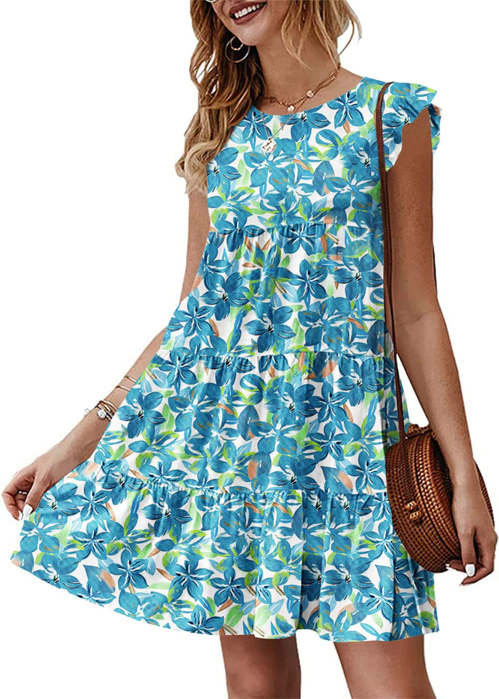 KIRUNDO Summer Dresses for Women Sundress Babydoll Dress