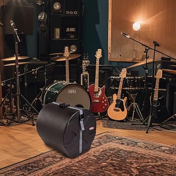 SKB 16 x 16 Floor Tom Case with Padded Interior, D-Shaped Drum Design, and Molded in Feet for Upright Positioning and Stability, Black