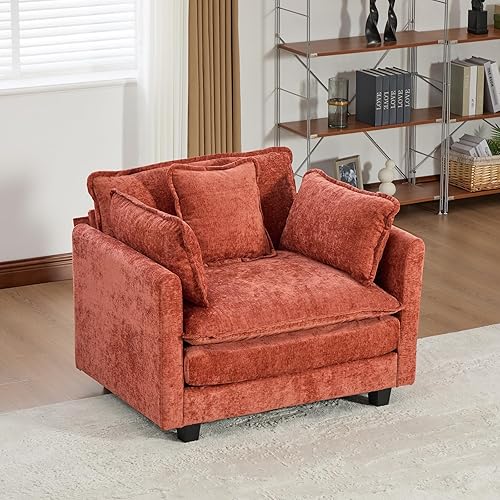 Miniatura 45 de Sofá seccional modular beige de 111.5", sofás seccionales grandes de 3 plazas para sala de estar, tela de chenilla marfil blanquecino, sofá nube de