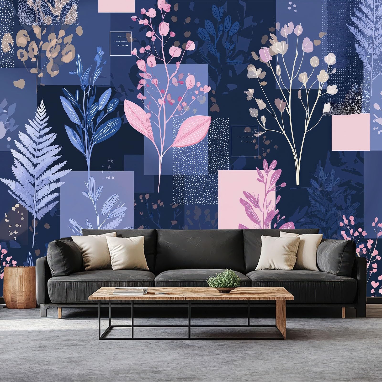 Fototapeta 3D, geometria roślin i kwiatów, 350 x 256 cm, tapeta z włókniny, fototapeta, tapeta ścienna, tapeta ścienna, sypialnia, salon, pokój dziecięcy, nowoczesna dekoracja ścienna