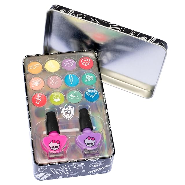 Foto 4 de 6 de Nice Group - Monster High Tin Case Nail & Make Up Set, Kit de Maquillaje con Sombras y esmaltes