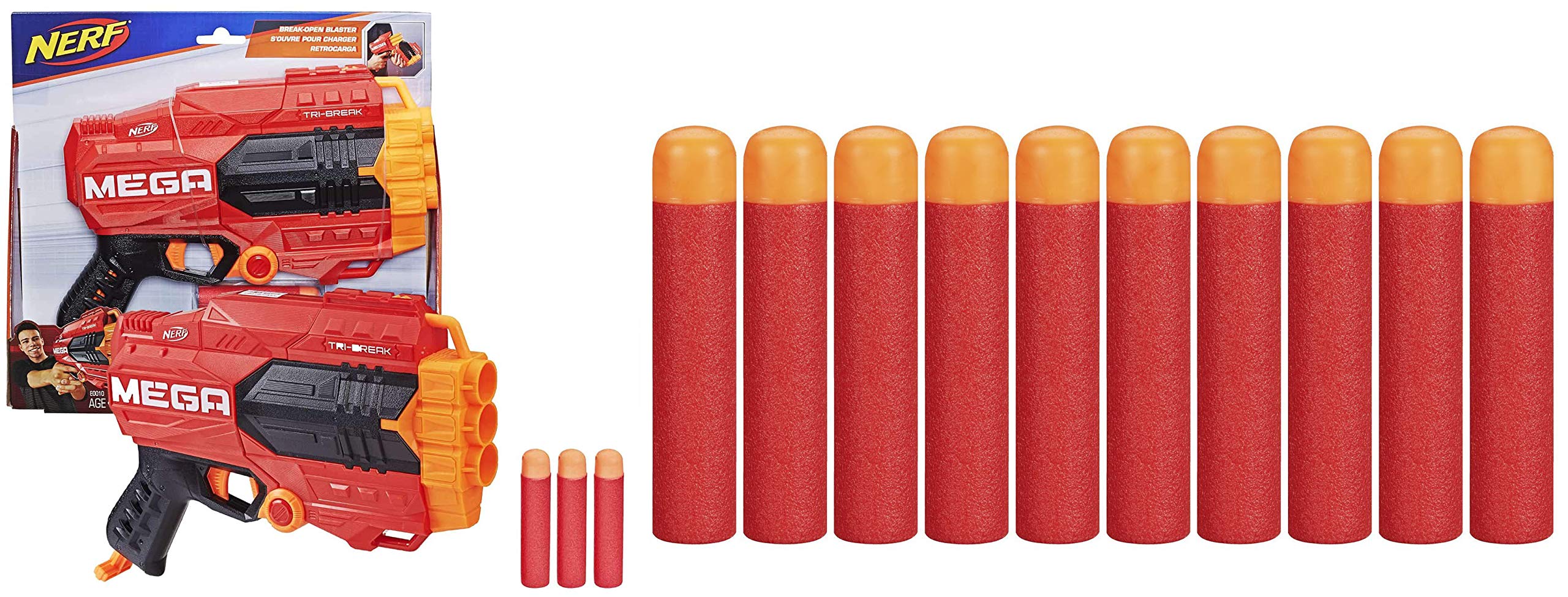 Buy Nerf Mega TriBreak Blaster, Break Open Barrel to Load Darts, 3