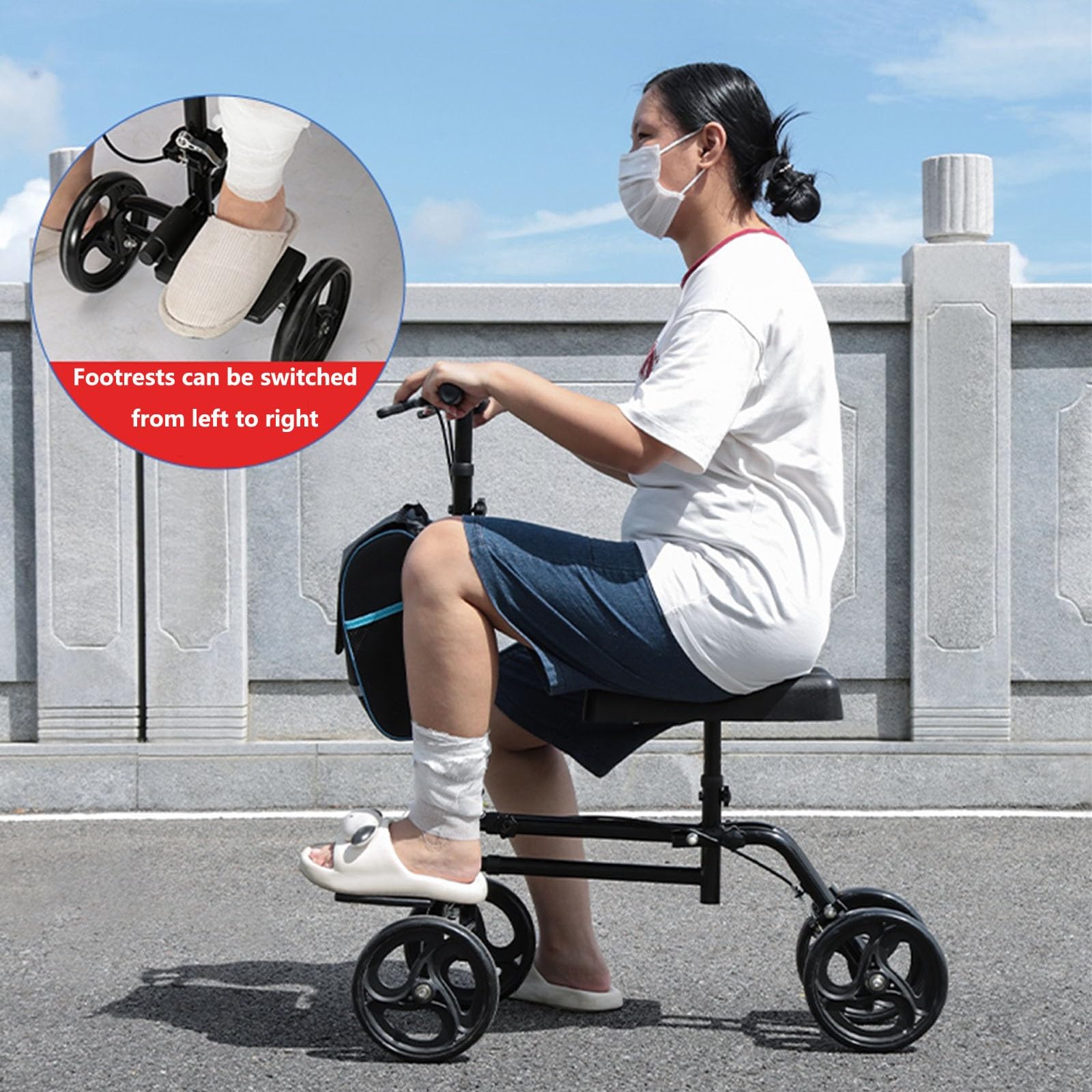 Chodzik Rollator Chodzik na kółkach dla seniorów z wyściełanym siedziskiem, regulacją wysokości, chodzikiem na 8-calowych kołach, składaną lekką pomocą w chodzeniu Pomoce do chodzenia(Black-A)