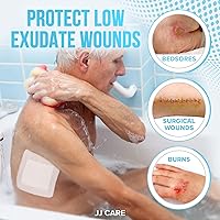 Vista 5 de JJ CARE Aderezo adhesivo impermeable para isla (paquete de 50), gasa estéril con bordes de 6 x 6 pulgadas, vendajes de gasa adhesivos envueltos