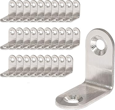 30-Pack, WEBI Heavy Duty Stainless Steel Corner Braces, 1.2" L Shaped Right Angle Brackets, Corner Protector, Shelf Support For Furniture, Chests, Screens, Windows
